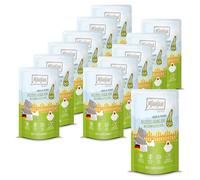 MjAMjAM - Cibo umido Premium per gatti - Quetschie - Chicks & Friends delizioso pollo con zucchine al vapore, confezione da 12 (12 x 125g), senza cereali