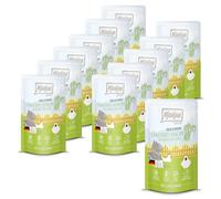 MjAMjAM - Cibo umido Premium per gatti - Quetschie - Chicks & Friends gustoso pollo con sedano rapa al vapore, confezione da 12 (12 x 125g), senza cereali