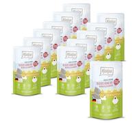 MjAMjAM - Cibo umido premium per gatti - Quetschie - Chicks & Friends pollo delicato con fragole fruttate, confezione da 12 (12 x 125g), senza cereali
