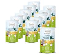 MjAMjAM - Cibo umido premium per gatti - Quetschie - Chicks & Friends pollo succoso con spinaci al vapore, confezione da 12 (12 x 125g), senza cereali