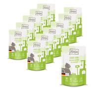 MjAMjAM - cibo umido premium per gatti - Quetschie - delizioso manzo con zucca al vapore, confezione da 12 (12 x 125 g), senza cereali con carne extra