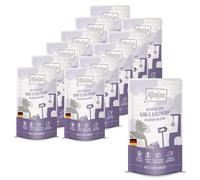 MjAMjAM - Cibo umido premium per gatti - Quetschie - DUO a base di succoso pollo e coniglio con zucca cotta a vapore, confezione da 12 (12 x 125g), senza cereali con carne extra