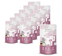 MjAMjAM - Cibo umido premium per gatti - Quetschie - DUO a base di tenera anatra e succoso pollo con carotin, confezione da 12 (12 x 125g), senza cereali con carne extra