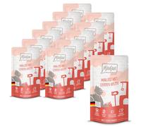 MjAMjAM - cibo umido premium per gatti - Quetschie - pasto con cuori deliziosi, confezione da 12 (12 x 125 g), senza cereali con carne extra