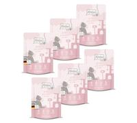 MjAMjAM - Cibo umido premium per gatti - Quetschie - pasto per gattini - pollo succoso condito con olio di salmone, confezione da 6 (6 x 300 g), senza cereali con carne extra