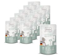 MjAMjAM - Cibo umido premium per gatti - Squeeze - DUO di delizioso vitello e aringa, confezione da 12 (12x125g), senza cereali