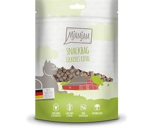 MjAMjAM - snack premium per gatti - snack bag - delizioso manzo, confezione da 1 (1 x 125 g), naturale senza conservanti sintetici