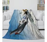 MJASVNDFO Americano P51 Caccia Coperta Soffice - Militare Coperta Per L'aria Condizionata Morbida Regalo Compleanno Per Figlio/figlia/nipote/nipotina/amico - Divano Letto Decoro 50x60inch(127x152cm)