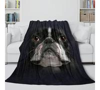 MJASVNDFO Cane Boston Terrier Coperta Flanella - Animale 3D Coltre Soffice Regalo Compleanno Per Figlio/figlia/nipote/nipotina/amico - Divano Letto Culla Viaggi Campeggio Decoro 50x60inch(127x152cm)