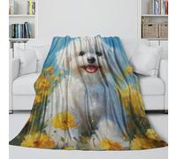 MJASVNDFO Maltese Coperta Flanella - Coperta Per L'aria Condizionata Soffice Regalo Compleanno Per Sorella Fratello Nipote - Divano Letto Culla Decoro 60x80inch(150x200cm)