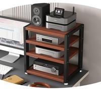 MJBDCVN Amplificatore da tavolo HiFi Rack AV Media Stand Mensola in legno Stereo Rack Angolo Audio Tower Office Entertainment Stereo Component Cabinet of (Dimensioni: 4 ripiani, Colore: Teak)