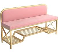 MJBDCVN Panca per scarpe moderna con seduta con schienale e morbido cuscino per seduta, design industriale, struttura in metallo, scarpiera per soggiorno (colore: rosa)