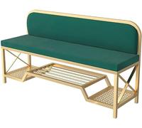 MJBDCVN Panca per scarpe moderna con seduta con schienale e morbido cuscino per seduta, design industriale, struttura in metallo, scarpiera per soggiorno (colore: verde)
