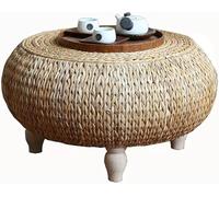 MJBDCVN Tavolino da caffè in rattan intrecciato a mano,Tavolino rotondo per soggiorno,Tavolino in vimini rustico,Tavolo da tè in erba marina Tatami da fattoria di