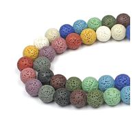 MJDCB 25 pezzi 14mm Olio Essenziale Aromaterapia Lavica Colorata Sciolto Perline in Pietra Semipreziose Naturale per Creazione Braccialetti Collane e Gioielli Pietre Dure Bigiotteria