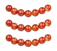 MJDCB 35pezzi 10mm Agata Corniola Rossa Striata Sciolto Perline di Pietra Naturale per Creazione Braccialetti Collane e Gioielli Pietre Dure per Bigiotteria Fai Da Te Rotonde