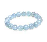 MJDCB Bracciale Pietre Acquamarina Naturali, 10mm Perle Braccialetti Portafortuna