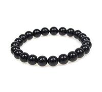 MJDCB Bracciale Pietre Agata Nera Naturali, 8mm Perle Braccialetti Portafortuna