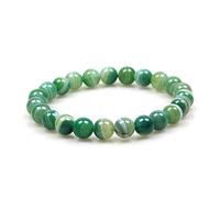 MJDCB Bracciale Pietre Agata Striata Verde Naturali, 8mm Perle Braccialetti Portafortuna