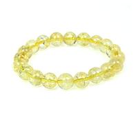 MJDCB Bracciale Pietre Citrino Naturali, 10mm Perle Braccialetti Portafortuna