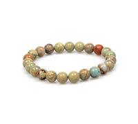 MJDCB Bracciale Pietre Diaspro Pelle Serpente Naturali, 8mm Perle Braccialetti Portafortuna