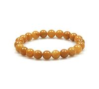 MJDCB Bracciale Pietre Giada Gialla Naturali, 8mm Perle Braccialetti Portafortuna