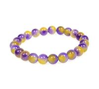MJDCB Bracciale Pietre Giada Viola Gialla Naturali, 8mm Perle Braccialetti Portafortuna