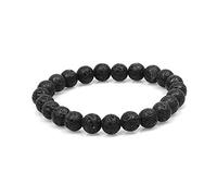 MJDCB Bracciale Pietre Lava Nera Naturali, 8mm Perle Braccialetti Portafortuna