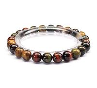 MJDCB Bracciale Pietre Occhio Tigre Tricolore Naturali, 8mm Perle Braccialetti Portafortuna