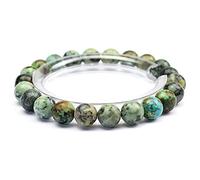 MJDCB Bracciale Pietre Turchese Africano Naturali, 8mm Perle Braccialetti Portafortuna