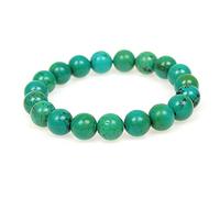 MJDCB Bracciale Pietre Turchese Naturali, 10mm Perle Braccialetti Portafortuna