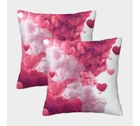 MJFCoin Amore Federa Per Cuscino Set Di 2 Per Casa, Ufficio, Divano, Auto, Giardino Romanticismo Copricuscino Stile Moderno Copricuscino 45x45cm
