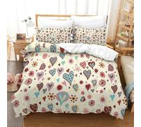 MJFCoin Stampa 3D Icona Cuore Set Di Biancheria Da Letto 3 Pezzi Copripiumino E Federa Coordinata Per Ragazzi E Ragazze,coppie,camera Da Letto,decorazione Single(140x200cm)
