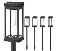 MJFVN 2/4/6 pezzi Retro Solar Pathway Warm Lights Outdoor Impermeabile Giardino Lampadina a incandescenza for passerella Cortile Cortile Decorazione del paesaggio(6PCS)