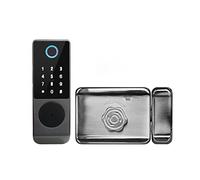 MJFVN Nessun cablaggio Impermeabile Tuya Smart Door Lock Double Sided Fingerprint Rim Card Codice digitale Serratura elettronica esterna(Standard NO APP -B)