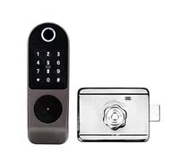 MJFVN Nessun cablaggio Impermeabile Tuya Smart Door Lock Double Sided Fingerprint Rim Card Codice digitale Serratura elettronica esterna(Tuya WIFI -A)