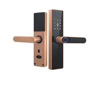 MJFVN Sicurezza Biometrica Impronta digitale Smart Maniglia for porta Tuya Elettronica Intelligente Card Key Serratura for in legno for la casa(No Mortise,Bronze)