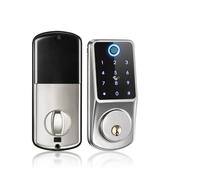 MJFVN Tuya Smart Home Lock Con APP Impronta Digitale Biometrica Da Remoto Card Password Sblocco Chiave Serratura Elettronica For La Casa(Silver Fingerprint)