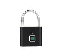 MJFVN USB Ricaricabile Porta Smart Lock Lucchetto for impronte digitali Sblocco rapido Metallo in lega di zinco Elevata identificazione Blocco sicurezza(P1-BLACK)