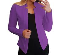 MJGkhiy Blazer Donna Elegante Cerimonia Curvy Maniche Lunghe Aperto Davanti Colletto Cappotto Ufficio Business Blazer Top Corto OL Giacca Cardigan Carriera Tailleur Giubbotto Taglie Forti Jacket