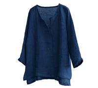 MJGkhiy Camicia Uomo Lino Manica Lunga Vintage con Bottoni Top Taglie Forti Estiva Henley Maglietta Vacanze T-Shirt Abbigliamento Firmato Hawaiana