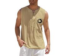 MJGkhiy Canotte Uomo Cotone Smanicate Casual Maglietta Scollo V Maglie Cotone Running T Shirt con Coulisse Estivo Fitness Tank Top Abbigliamento Firmato