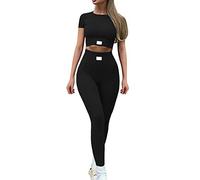 MJGkhiy Completo Sportivo Donna Palestra Elastici 2 Pezzi Fitness Crop Tops E Leggins Vita Alta Tute Set Abbigliamento Sportivi Tute Da Yoga Senza Cuciture Tuta Completa Curvy Per Corso Gym