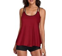 MJGkhiy Costume da Bagno Donna Tankini Curvy Costume Nuoto Piscina Imbottito Canottiera E Pantaloncino Costumi da Bagno Due Pezzi Surf Beachwear Costume da Bagno Spiaggia Swimsuit Swimwear