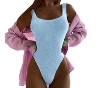 MJGkhiy Costume Intero Donna Curvy Spiaggia con Slip Vita Alta Costumi Interi per Signora Costume Intero Spalle Scoperte Costume Intero A Fascia Push Up Imbottitura Monokini