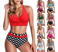 MJGkhiy Costume Piscina Donna Due Pezzi Bikini Mare Brasiliana Costumi da Bagno Curvy Push Up Imbottito Reggiseno con Slip Vita Alta Contenitivo Swimwear Floreale Beachwear Nuoto Spiaggia