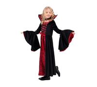 MJGkhiy Costume Vampiro Bambina, Vestito da Vampiro per Ragazze con Colletto Gotico,Costume di vampiri Nero e Rosso Gonna, Vampiressa Cosplay per Halloween Festa a Tema Carnevale Dress up Party