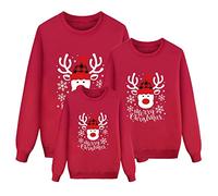 MJGkhiy Felpa Natalizia per Famiglia Maglione Natalizi Manica Lunga con Stampa Renna Senza Cappuccio Girocollo Invernale Sweatshirt Natale Morbido Babbo Natale Felpe Famiglia Natale Maglia Pullover2