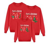 MJGkhiy Felpe Natale Famiglia 2025 Babbo Maglione Natalizio Coordinate Coppia Sweatshirt Rosso Magliette Pullover Renna Christmas Jumper Maglia Natalizi Set Felpa Natalizia Divertente Maglioni Donna
