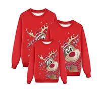 MJGkhiy Felpe Natale Famiglia Moda Renna Maglione Natalizie Babbo Manica Lunga Sweater Natalizi Felpa Famiglia Divertente Brutto Maglioni Natalizia Rosso Magliette Christmas Maglietta1